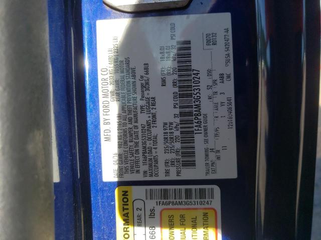 Photo 10 from auction – 2016 FORD MUSTANG with VIN 1FA6P8AM3G5310247
