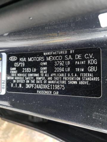 Photo 10 from auction – 2019 KIA FORTE FE with VIN 3KPF24ADXKE119875