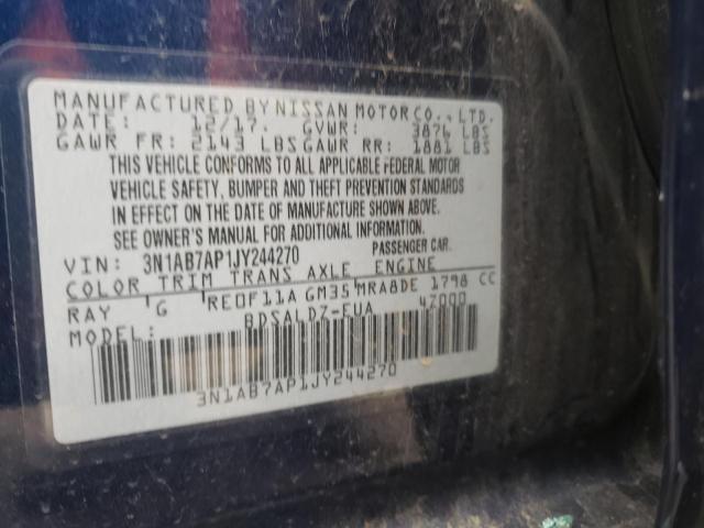 Photo 10 from auction – 2018 NISSAN SENTRA S with VIN 3N1AB7AP1JY244270