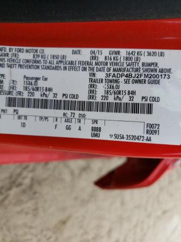 Photo 10 from auction – 2015 FORD FIESTA SE with VIN 3FADP4BJ2FM200173