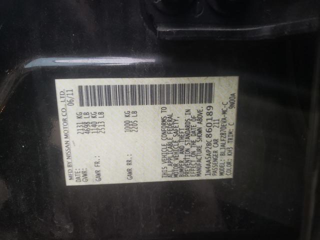 NISSAN MAXIMA S 2011 with VIN 1N4AA5AP2BC860189 - Photo from auction