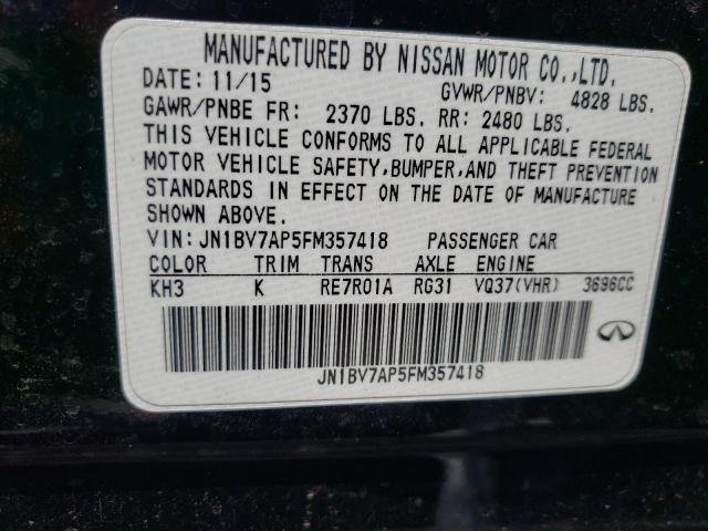 Photo 10 from auction – 2015 INFINITI Q50 BASE with VIN JN1BV7AP5FM357418