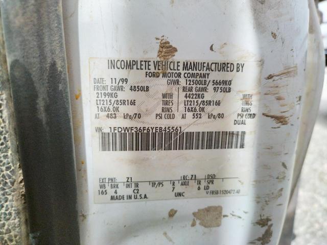 FORD F350 SUPER 2000 with VIN 1FDWF36F6YEB45561 - Photo from auction