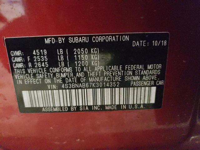 Photo 10 from auction – 2019 SUBARU LEGACY 2.5 with VIN 4S3BNAB67K3014352