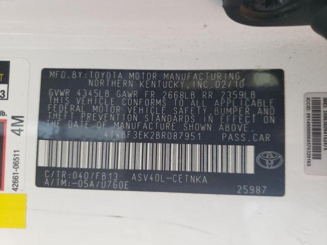 Photo 10 from auction – 2011 TOYOTA CAMRY BASE with VIN 4T4BF3EK2BR087951