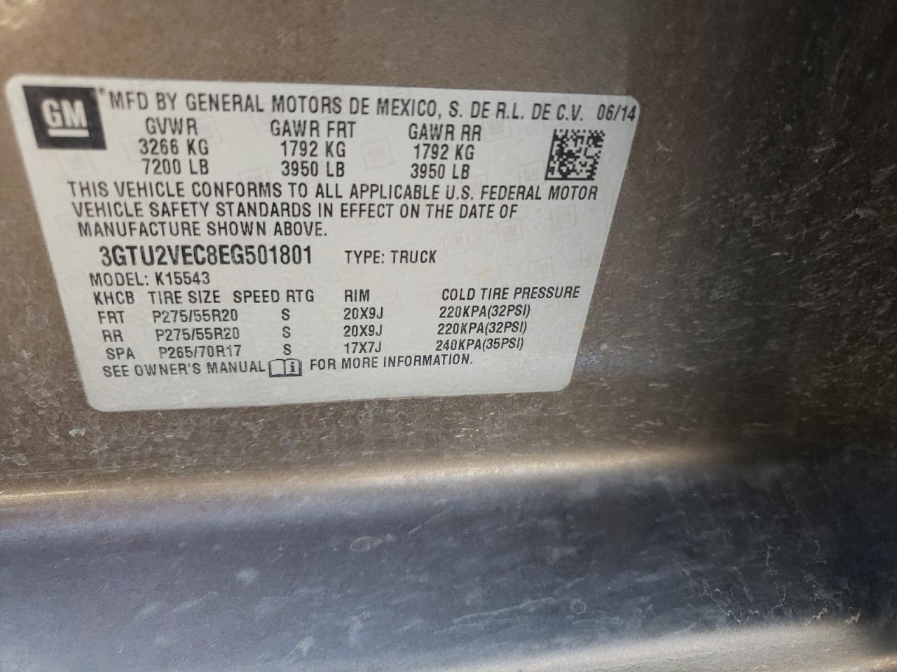 Photo 10 from auction – 2014 GMC SIERRA K15 with VIN 3GTU2VEC8EG501801