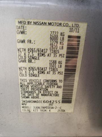 Photo 10 from auction – 2012 NISSAN PATHFINDER with VIN 5N1AR1NN1CC604255
