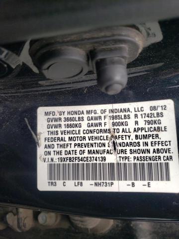 Photo 10 from auction – 2012 HONDA CIVIC LX with VIN 19XFB2F54CE374139