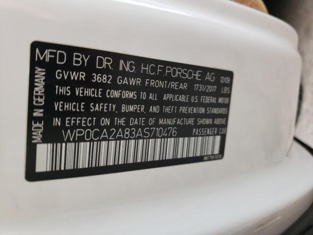 Photo 10 from auction – 2010 PORSCHE BOXSTER with VIN WP0CA2A83AS710476