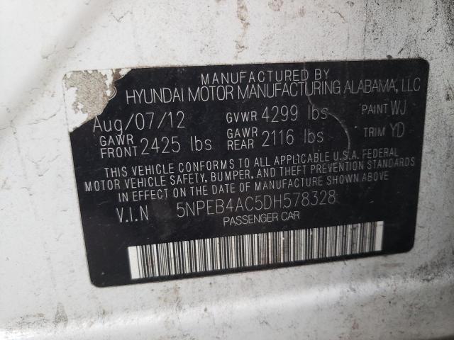 Photo 10 from auction – 2013 HYUNDAI SONATA GLS with VIN 5NPEB4AC5DH578328