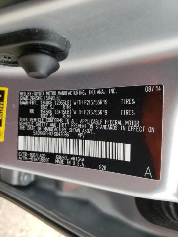 Photo 10 from auction – 2015 TOYOTA HIGHLANDER with VIN 5TDYKRFHXFS042096
