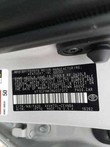 Photo 10 from auction – 2022 TOYOTA CAMRY LE with VIN 4T1C31AK3NU037372