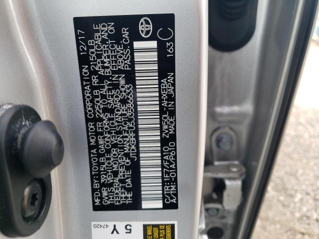 Photo 10 from auction – 2018 TOYOTA PRIUS with VIN JTDKBRFU5J3586633