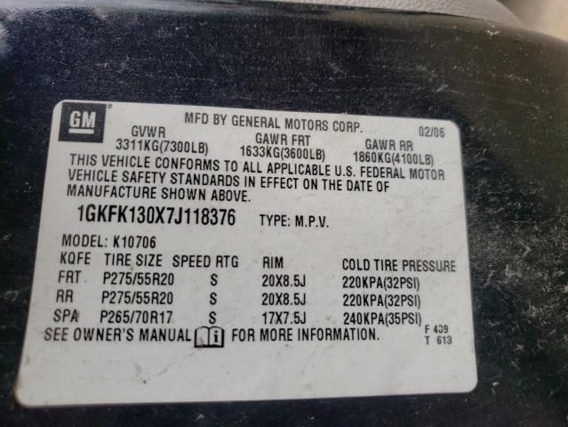 Photo 10 from auction – 2007 GMC YUKON with VIN 1GKFK130X7J118376