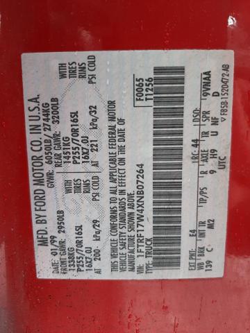 Photo 10 from auction – 1999 FORD 150 with VIN 1FTRF17W4XNB07264
