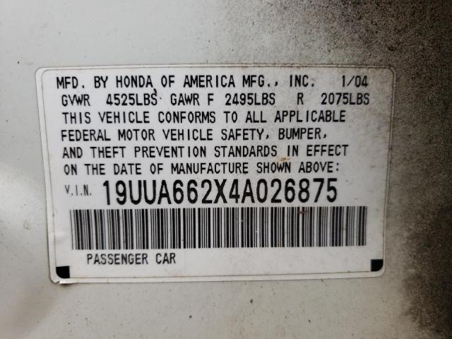 ACURA TL 2004 with VIN 19UUA662X4A026875 - Photo from auction