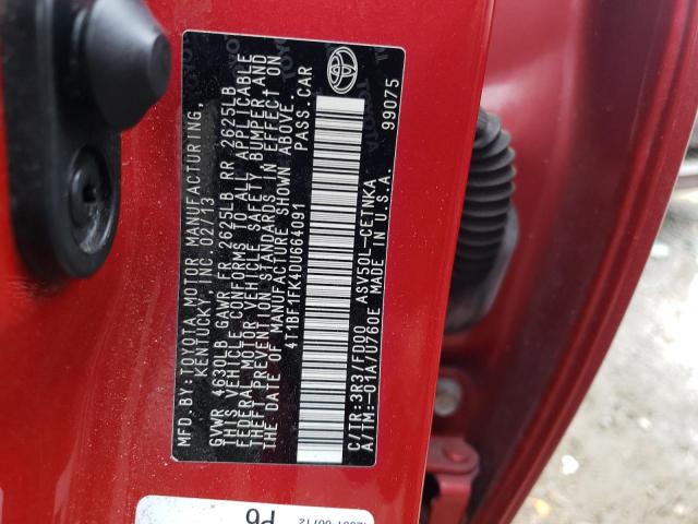 Photo 10 from auction – 2013 TOYOTA CAMRY L with VIN 4T1BF1FK4DU664091