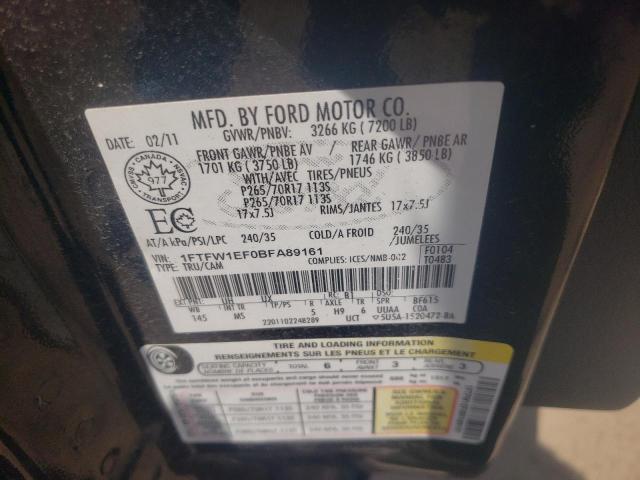 Photo 10 from auction – 2011 FORD F150 SUPER with VIN 1FTFW1EF0BFA89161