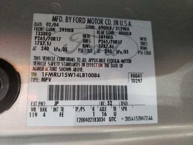 Photo 9 from auction – 2004 FORD EXPEDITION with VIN 1FMRU15W14LB10084