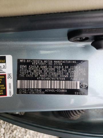 Photo 10 from auction – 2008 TOYOTA CAMRY CE with VIN 4T1BE46K78U787698