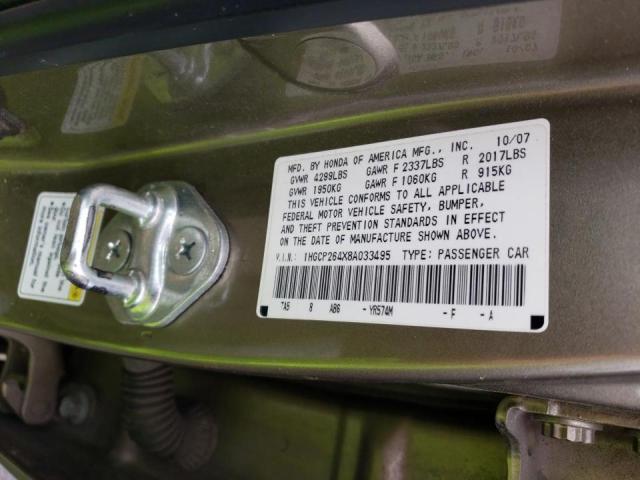 Photo 10 from auction – 2008 HONDA ACCORD LXP with VIN 1HGCP264X8A033495