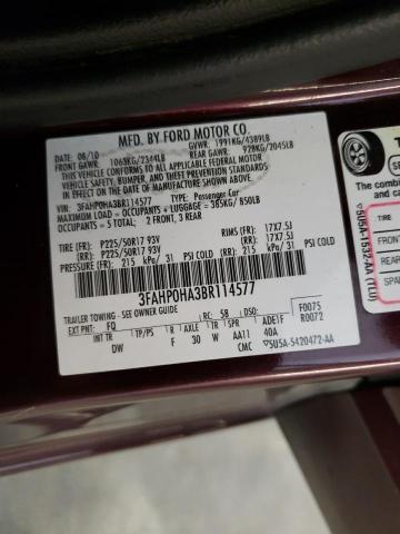 Photo 10 from auction – 2011 FORD FUSION SE with VIN 3FAHP0HA3BR114577