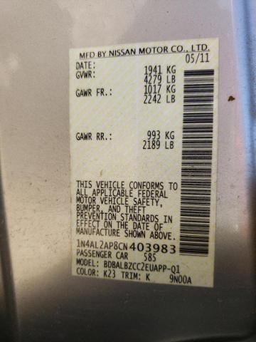 Photo 10 from auction – 2012 NISSAN ALTIMA BAS with VIN 1N4AL2AP8CN403983