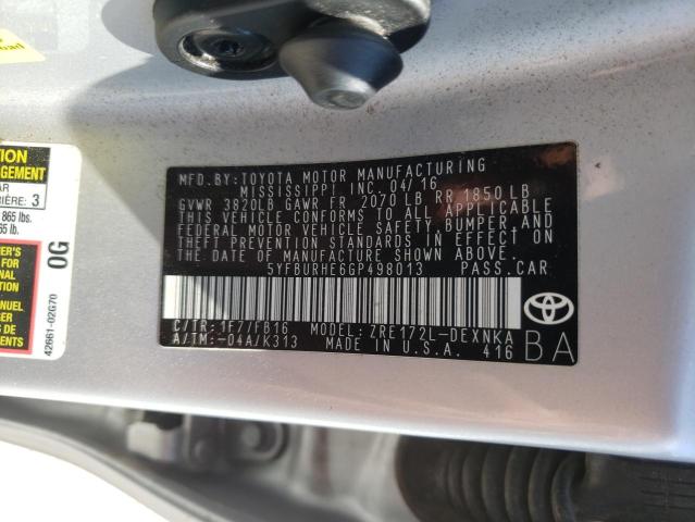 Photo 10 from auction – 2016 TOYOTA COROLLA L with VIN 5YFBURHE6GP498013