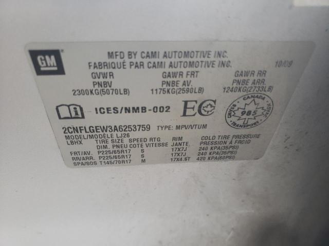 Photo 10 from auction – 2010 CHEVROLET EQUINOX LT with VIN 2CNFLGEW3A6253759