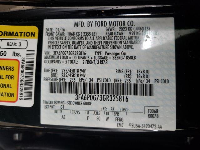 Photo 10 from auction – 2016 FORD FUSION S with VIN 3FA6P0G73GR325816