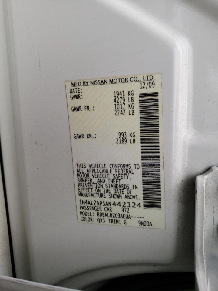 Photo 20 from auction – 2010 NISSAN ALTIMA BAS with VIN 1N4AL2AP5AN442124