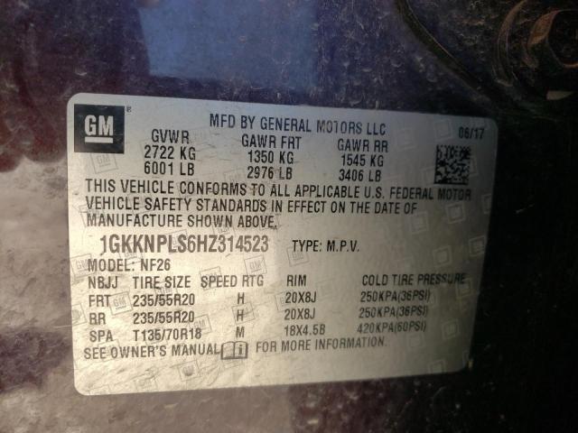 GMC ACADIA DEN 2017 with VIN 1GKKNPLS6HZ314523 - Photo from auction