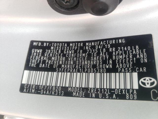 Photo 10 from auction – 2020 TOYOTA COROLLA LE with VIN 5YFEPRAE1LP005380