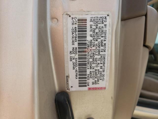 Photo 10 from auction – 2001 TOYOTA CAMRY CE with VIN JT2BG22K910598114