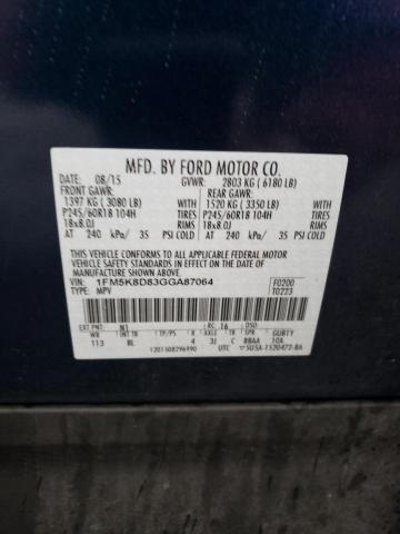 Photo 10 from auction – 2016 FORD EXPLORER with VIN 1FM5K8D83GGA87064
