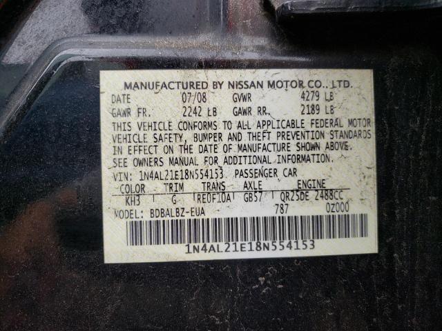 Photo 10 from auction – 2008 NISSAN ALTIMA 2.5 with VIN 1N4AL21E18N554153