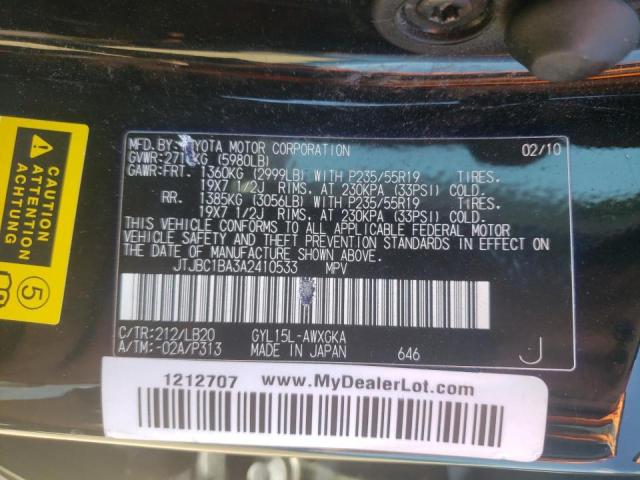 Photo 10 from auction – 2010 LEXUS RX 450 with VIN JTJBC1BA3A2410533