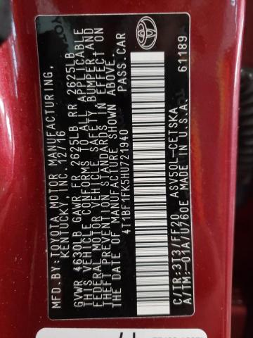 Photo 10 from auction – 2017 TOYOTA CAMRY LE with VIN 4T1BF1FK5HU721940