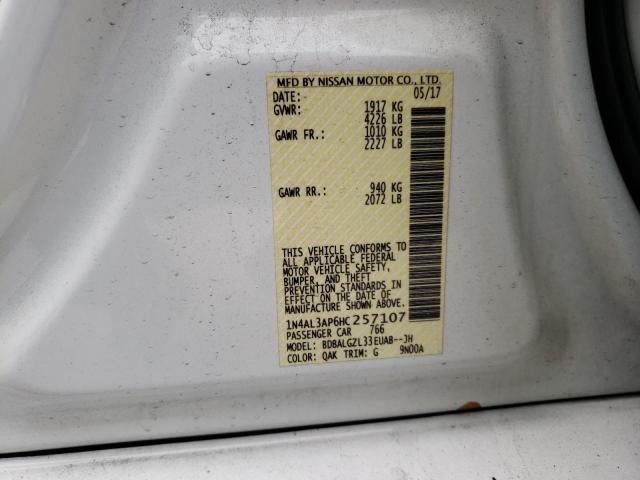 Photo 10 from auction – 2017 NISSAN ALTIMA 2.5 with VIN 1N4AL3AP6HC257107