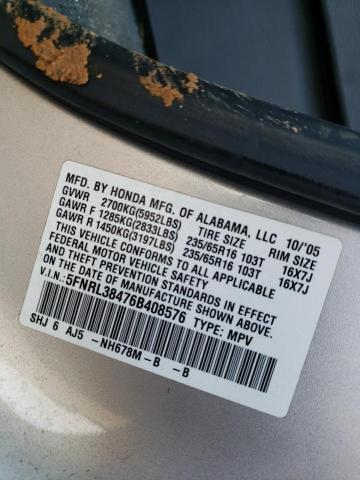 Photo 10 from auction – 2006 HONDA ODYSSEY EX with VIN 5FNRL38476B408576
