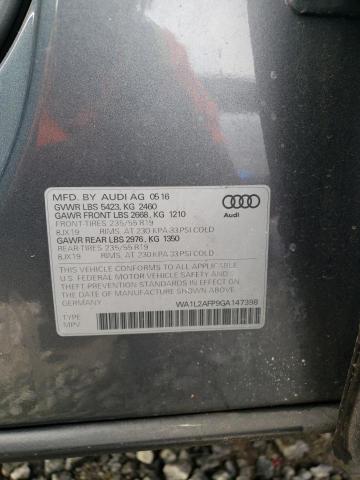 Photo 10 from auction – 2016 AUDI Q5 PREMIUM with VIN WA1L2AFP9GA147398
