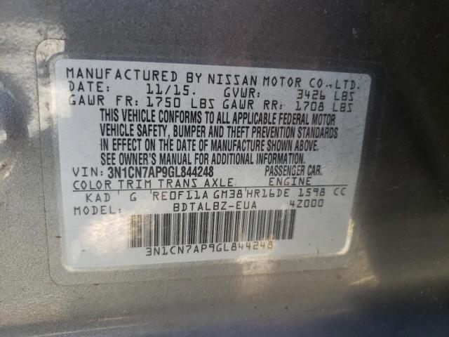 Photo 10 from auction – 2016 NISSAN VERSA S/S with VIN 3N1CN7AP9GL844248