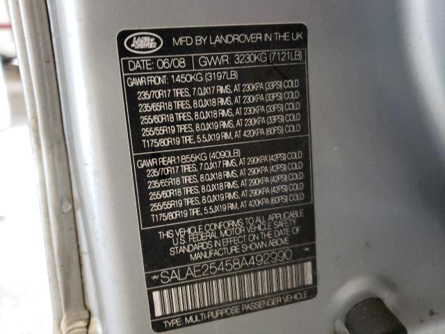 Photo 10 from auction – 2008 LAND ROVER LR3 SE with VIN SALAE25458A492990