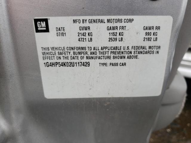 BUICK LESABRE CU 2002 with VIN 1G4HP54K02U117429 - Photo from auction