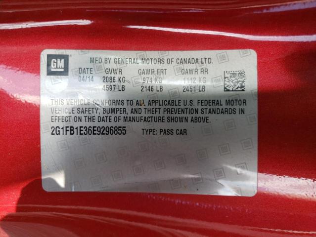 Photo 10 from auction – 2014 CHEVROLET CAMARO LT with VIN 2G1FB1E36E9296855