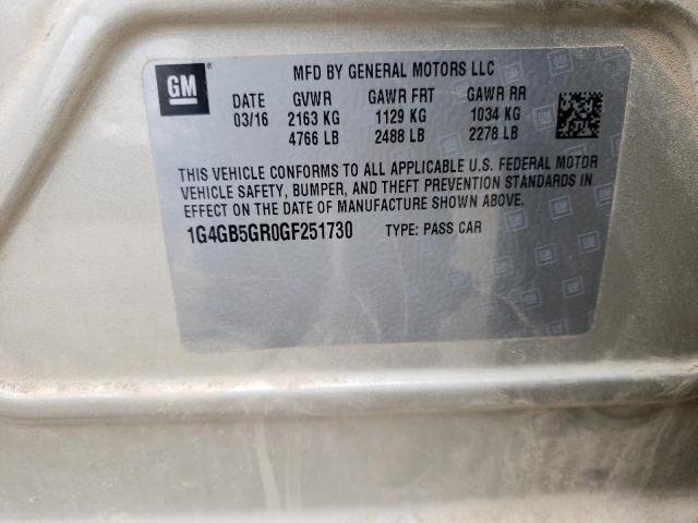 Photo 10 from auction – 2016 BUICK LACROSSE with VIN 1G4GB5GR0GF251730