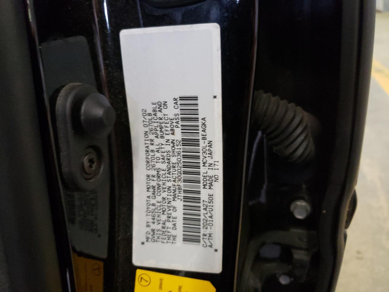 Photo 10 from auction – 2002 LEXUS ES 300 with VIN JTHBF30G025036152
