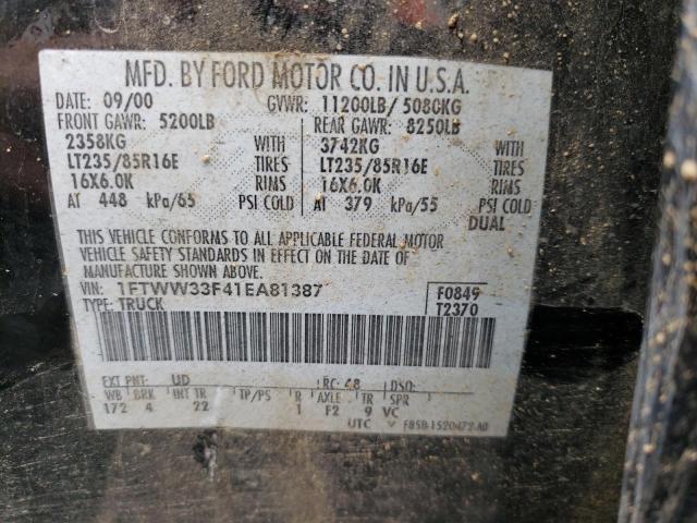 Photo 10 from auction – 2001 FORD F350 SUPER with VIN 1FTWW33F41EA81387