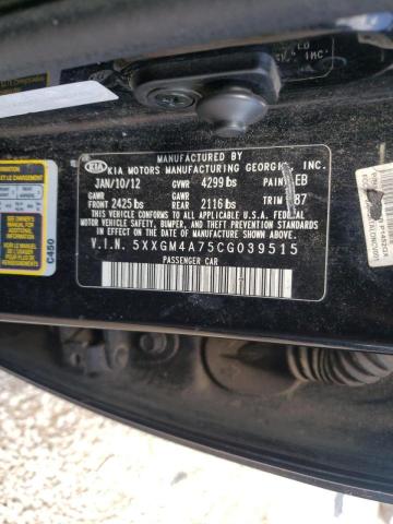 Photo 10 from auction – 2012 KIA OPTIMA with VIN 5XXGM4A75CG039515