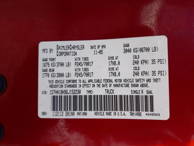 Photo 10 from auction – 2006 DODGE RAM 1500 S with VIN 1D7HA18N96J152230